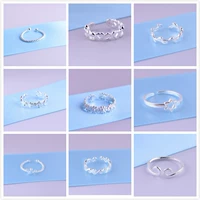 Nhật Bản và Hàn Quốc 925 sterling bạc mở ngón trỏ nhẫn Trang sức Hàn Quốc thời trang đơn giản cặp đôi nhẫn nhẫn nhẫn nam và nữ nhẫn vàng trắng nam