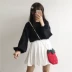 Mùa thu mới ngọt ngào Nhật Bản cô gái đèn lồng tay áo bằng gỗ tai búp bê cổ áo sơ mi dài tay áo sinh viên cơ sở coat phụ nữ