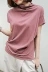Mùa hè mới phiên bản Hàn Quốc của áo thun cotton cổ cao nửa tay ngắn tay áo thun nữ rộng kích thước lớn màu nửa tay áo sơ mi chạm đáy áo thủy triều