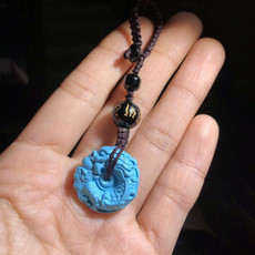 Ювелирные камни 优化绿松石高瓷优松石手串项链配件精工盘龙扣吊坠背云面包圈卡子