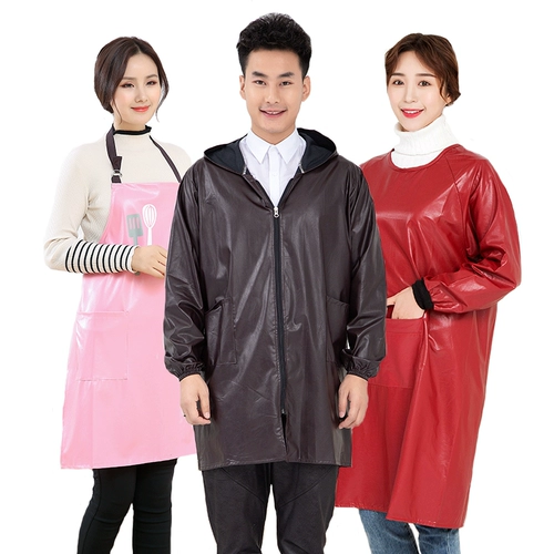 Водонепроницаемый фартук, юбка, лонгслив, модный нагрудник подходит для мужчин и женщин для работы, сзади на завязках, в корейском стиле