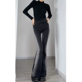 Дизайнерский черный мегафон, весенние джинсы, летние флисовые приталенные штаны, тренд сезона, градиент, высокая талия