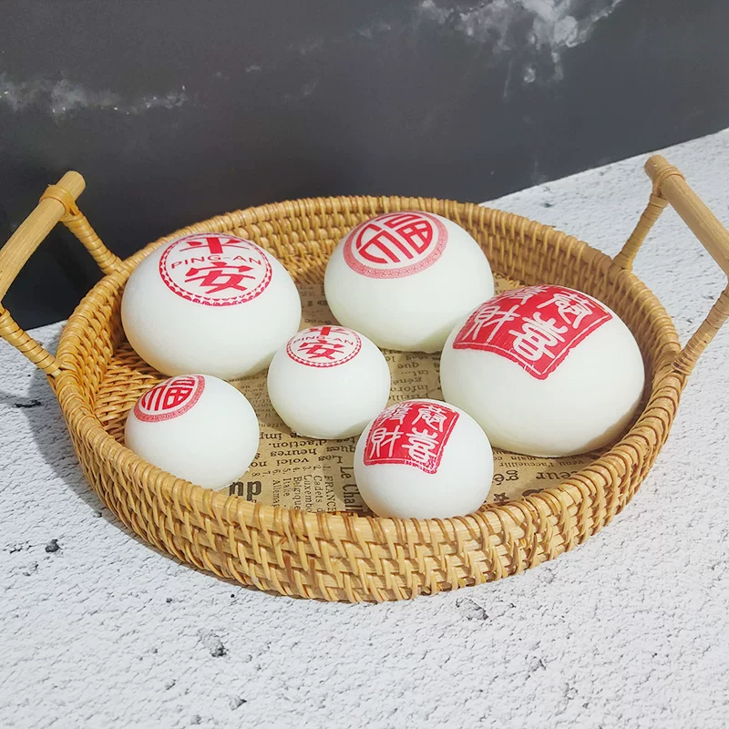 [squish慢回弹软仿真包子模型挂件圆馒头早点摆设供奉饰品过家玩具]