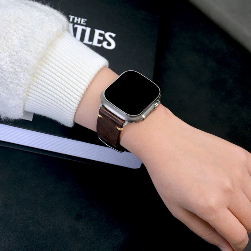 Apple, retro matte leather watch strap, genuine leather