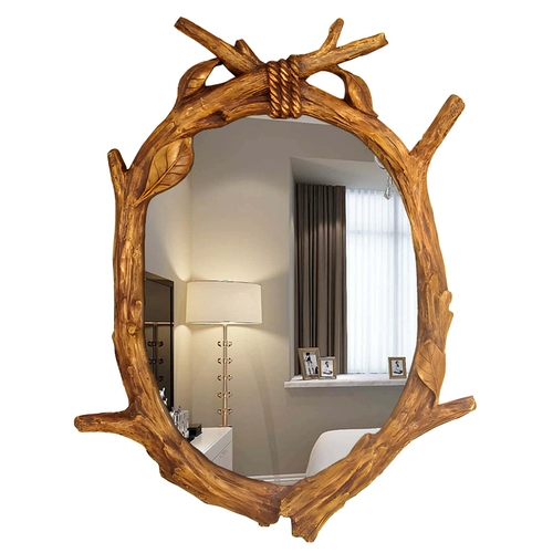 Европейское стиль американского сельского пастырского стиля имитация деревянного крикетного зеркала в ретро -стенах -стенах -настенная зеркало зеркало зеркало