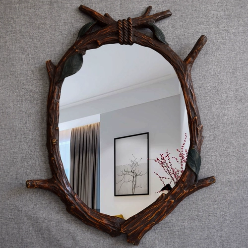 Европейское стиль американского сельского пастырского стиля имитация деревянного крикетного зеркала в ретро -стенах -стенах -настенная зеркало зеркало зеркало