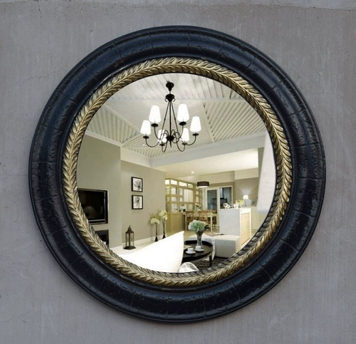 Сельский круглый черный туалетный столик, зеркало, в американском стиле