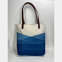 Оригинальный дизайн синий градиент красителя, окрашенная трава старая толстая тканевая сумка для плеча чистого ручной работы ручной работы настройка