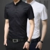 Mùa hè làm bóng bông nam ngắn tay áo giản dị Hàn Quốc phiên bản của áo sơ mi mỏng- miễn phí mỏng áo sơ mi nam thanh niên đen