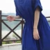Bản gốc Kumiko ins gió mùa hè màu xanh mắt màu xanh minimalism lười biếng giản dị eo váy màu xanh chân váy đuôi cá váy đầm