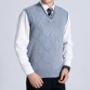 Áo len dệt kim nam cổ chữ V dày không tay áo len đan áo vest vest cỡ lớn vest nam cao cấp