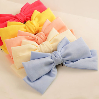 超大布艺蝴蝶结发夹 弹簧夹 韩版手工发饰夹子头饰边夹顶夹女