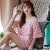 Mùa hè ngắn tay đồ ngủ nữ Hàn Quốc phiên bản của kích thước lớn lỏng chất béo mm200 kg phần mỏng của bông có thể được đeo bên ngoài dịch vụ nhà mùa hè các kiểu đồ bộ ống rộng đẹp Bên ngoài ăn mặc