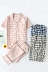 Nhật Bản cổ điển nhỏ lưới đôi đồ ngủ cotton đôi gạc dịch vụ nhà ngắn tay quần cardigan lỏng và thoải mái - Cặp đôi