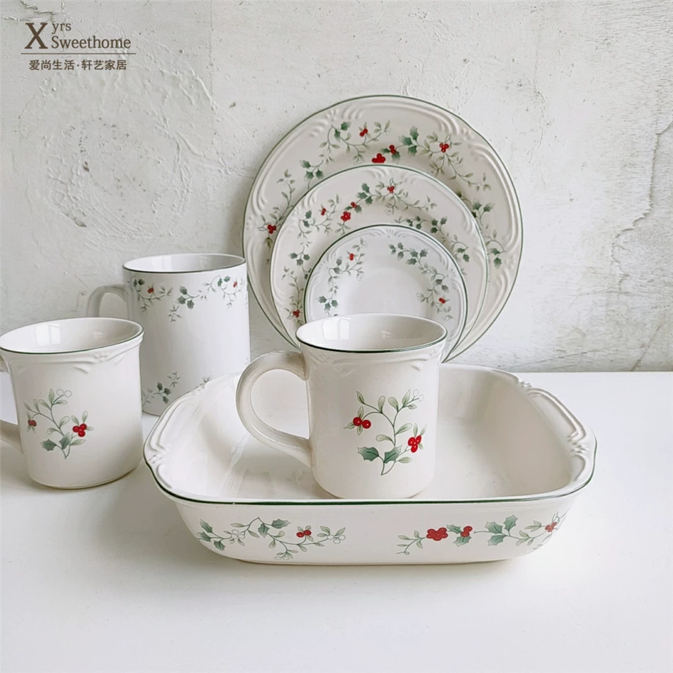 Выходной набор американской красной фруктовой кухонной мебели для дома Date Cup Marker Cup Big Fruit Disk Double-ears baking