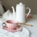 W1962 xuất khẩu gốm châu Âu màu xám hồng cánh hoa cúc hoa bạc bên cô gái gió trà cốc đĩa cà phê cốc đĩa - Cà phê Cà phê