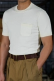 Vintameri British Retro Mods Business Daily Slim Dupont Coolmax Ice Mochi Pocket Short -Sleeed T -For