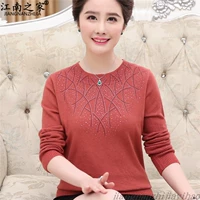 Осенний трикотажный свитер для матери, футболка, лонгслив, коллекция 2021, для среднего возраста, длинный рукав, 40-50 лет
