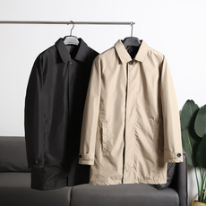 Ветровка мужская 轻奢高品质！加棉加厚！秋冬男士百搭简约纯色中长款风衣外套棉衣