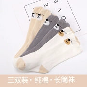 Vớ trẻ em mùa xuân và mùa thu cotton ống cao 0-6-12 tháng cotton sơ sinh nam và nữ vớ bé 3 tuổi - Vớ