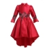 Mùa thu và mùa đông hoa cô gái váy công chúa váy bé trai đuôi váy màu đỏ phong cách Trung Quốc thêu váy pettiskirt