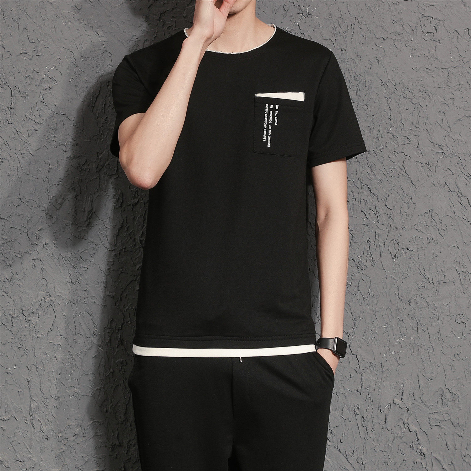 t909/p30 男士半袖2018夏季潮流t恤男款新款圆领男大码短袖t恤