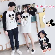 Mùa xuân và mùa thu 2019 Áo phông dài tay Mickey cho gia đình và trẻ em cotton ba mẹ con gái thủy triều và quần áo trẻ em nữ - Trang phục dành cho cha mẹ và con