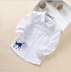 2018 mùa xuân và mùa thu mới của Hàn Quốc boy cotton shirt big trẻ em trẻ em bé England dài tay áo sơ mi trắng Áo sơ mi