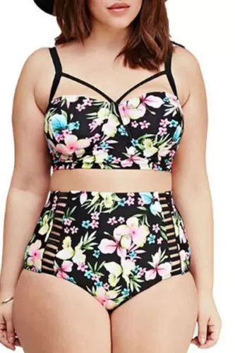 [Push Up Padded Plus Size Foral Bikini Set swimsuit Bathing]