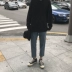 Ông Fang inch mùa thu lỏng phiên bản Hàn Quốc của xu hướng quần jeans nam 9 điểm Quần ống đứng nam Slim 9 điểm quần âu quần jean nam rách Quần mỏng