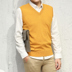 Len vest nam V-Cổ rắn màu áo thun đan vest không tay áo len mỏng kinh doanh bình thường cashmere vest Dệt kim Vest