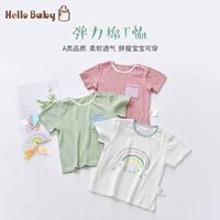 Детская мультяшная футболка для новорожденных, тонкий детский хлопковый комбинезон, топ, короткий рукав, детская одежда