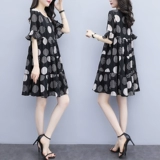 Летнее шифоновое модное платье, юбка, в корейском стиле, свободный крой, А-силуэт