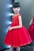 Cô gái váy đỏ công chúa váy trẻ em sinh nhật bé gái cô gái mùa hè sưng húp - Váy trẻ em váy đầm cho be gái 14 tuổi Váy trẻ em