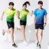 Bộ đồ thể thao nam và nữ tay áo ngắn tập luyện nhanh khô quần áo thể dục quần áo marathon chạy bộ quần áo phù hợp Thể thao sau