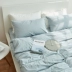 Bông dễ thương bóng nước rửa bông bốn mảnh Nhật Bản bông khỏa thân ngủ tinh khiết màu khăn trải giường giường 笠 kit