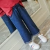 Cô gái jeans trong lớn trẻ em quần chân rộng Hàn Quốc phiên bản của mùa xuân và mùa hè mới chất béo bé lỏng quần trẻ em cắt quần Quần jean