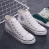 Mùa xuân và hè 2017 cao để giúp giày vải nhỏ màu trắng Giày nữ thoáng khí Giày sinh viên Hàn Quốc Giày đế bằng Giày trắng shop giầy nữ Plimsolls