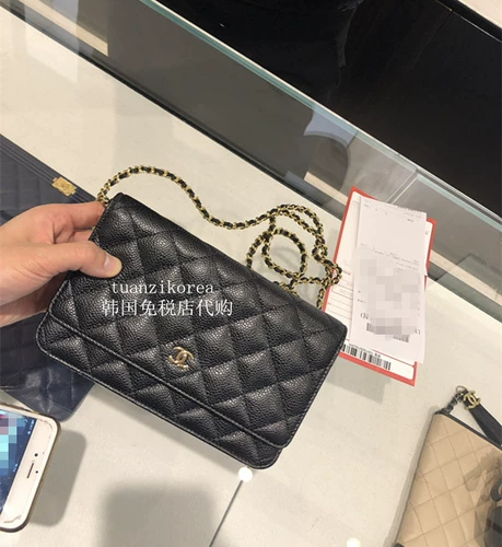 Chanel, классическая кожаная цепь, небольшая сумка, Южная Корея, на цепочке