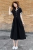 Váy đen mùa hè 2021 phụ nữ mới tính khí của phụ nữ váy dài cổ chữ v cổ dài với eo và váy Hepburn mỏng - Váy dài