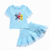 Mini Agent Team Girls Quần áo Váy ngắn Set Trẻ em Mùa hè Bé gái Hai mảnh Hoạt hình Trẻ em Mặc Cotton - Phù hợp với trẻ em quần áo trẻ em xuất khẩu Phù hợp với trẻ em