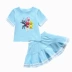 Mini Agent Team Girls Quần áo Váy ngắn Set Trẻ em Mùa hè Bé gái Hai mảnh Hoạt hình Trẻ em Mặc Cotton - Phù hợp với trẻ em