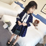 Quần áo trẻ em bé gái đầm nước ngoài 2019 mới thời trang Hàn Quốc bé gái kẻ sọc váy trẻ em đầm xuân