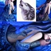 Nhiếp ảnh nghệ thuật ảnh body painting nữ không thấm nước đầy đủ trở lại big wolf head totem pattern thực tế dán hình xăm hình xăm hình dán xăm Vẽ trên cơ thể