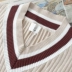 2017 mùa thu và mùa đông mới thẳng V-Cổ Han Fan bộ đầu len đan tops trường màu gió hoang dã dài tay áo len Áo len