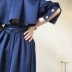 LVVA18 đầu mùa thu thời trang chic gió satin halter, không khí áo gió váy với sang trọng Tây Tạng áo khoác màu xanh Trench Coat