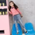 Quần jean bé gái 2018 mùa hè mới cho bé gái mùa xuân và mùa thu trẻ em mặc quần trẻ em lớn 10 phiên bản Hàn Quốc Quần chân Harlan 12 tuổi - Quần jean váy trẻ em đẹp Quần jean