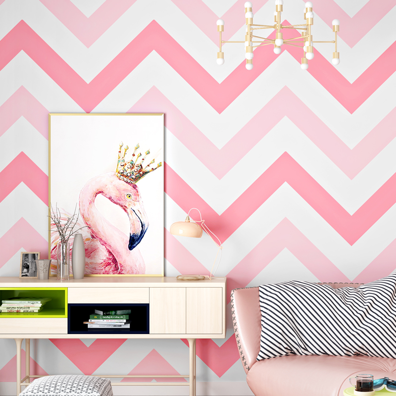 Nordic Style Wallpaper Ins Tv Background Wall Pink Childrens