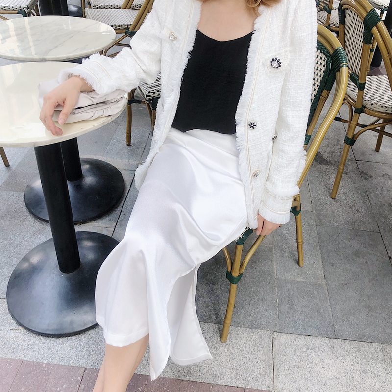 酱紫工作室 H版直筒显瘦光泽感缎面半身裙子 淘宝优惠券折后¥153包邮(¥158-5)2色可选 可定制尺寸