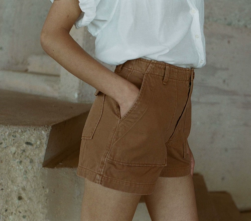 Doen American Poorcing Weslie Casual -High -High -The High -waisted Брюки переверните карманный дизайн универсальные шорты